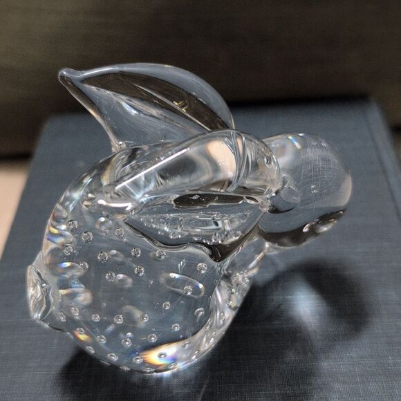 Art Glass Crystal Bunny Rabbit Figurine Paperweight With Controlled Bubbles - Picture 6 of 9